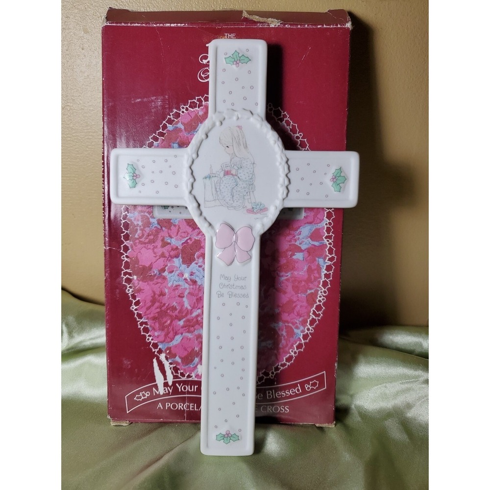 Precious Moments 1991 May Your Christmas Be Blessed Porcelain Keepsake Cross Box
